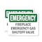 Signmission Fireplace Gas Shutoff Valve Emergency Sign, Vinyl Decal, 5in W x 3.5in L, 2PK OS-2PACK-EM-D-35-L-10365 - alternate 1